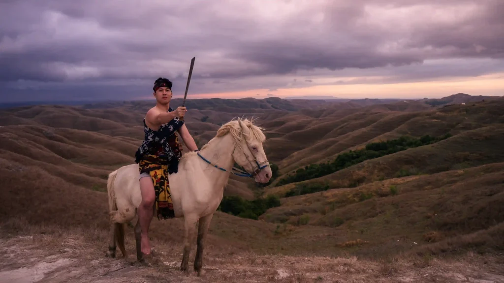 Sumbanese horseman riding on Warinding Hill