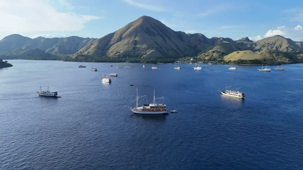 Boats anchored in the bay at Labuan Bajo