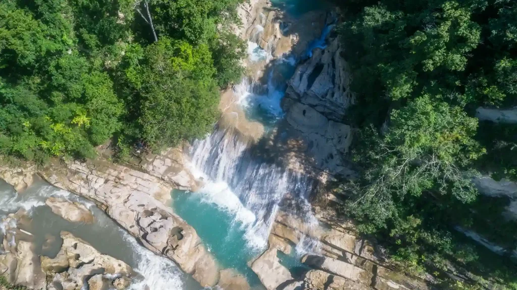 Aerial view of Tanggedu Waterfall in East Sumba