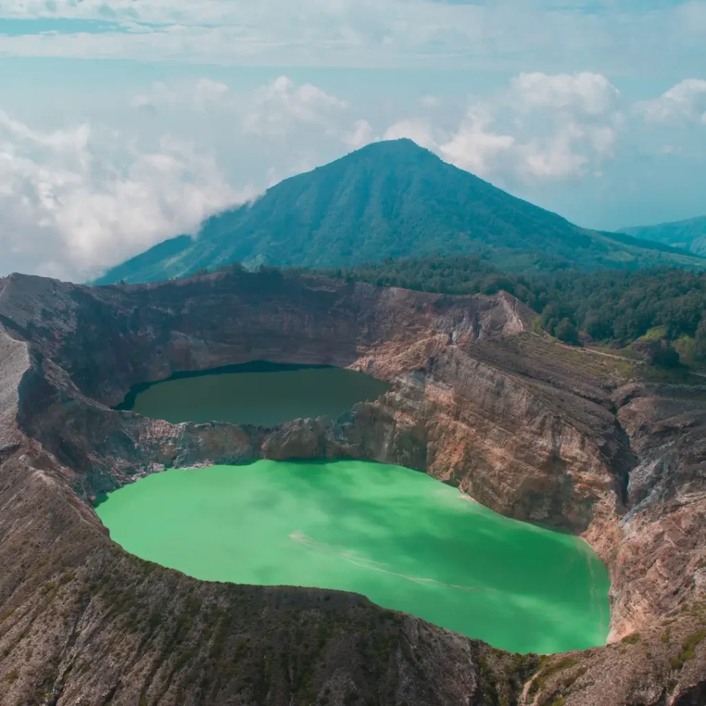 Coloured crater lakes of Kelimutu in Flores